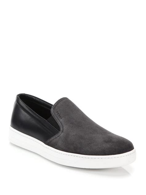 prada suede slip ons
